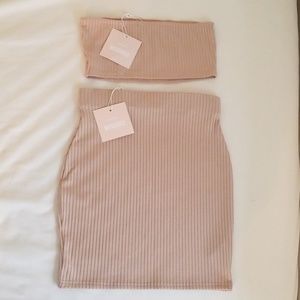 NWT Carli Bybel x Missguided Ribbed Skirt + Top